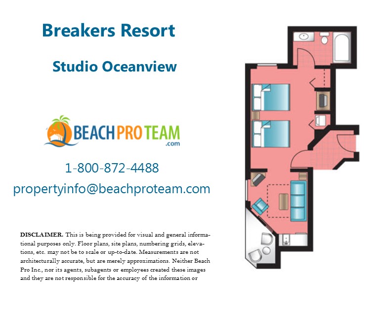 Breakers Resort Floor Plan - Studio Ocean View 